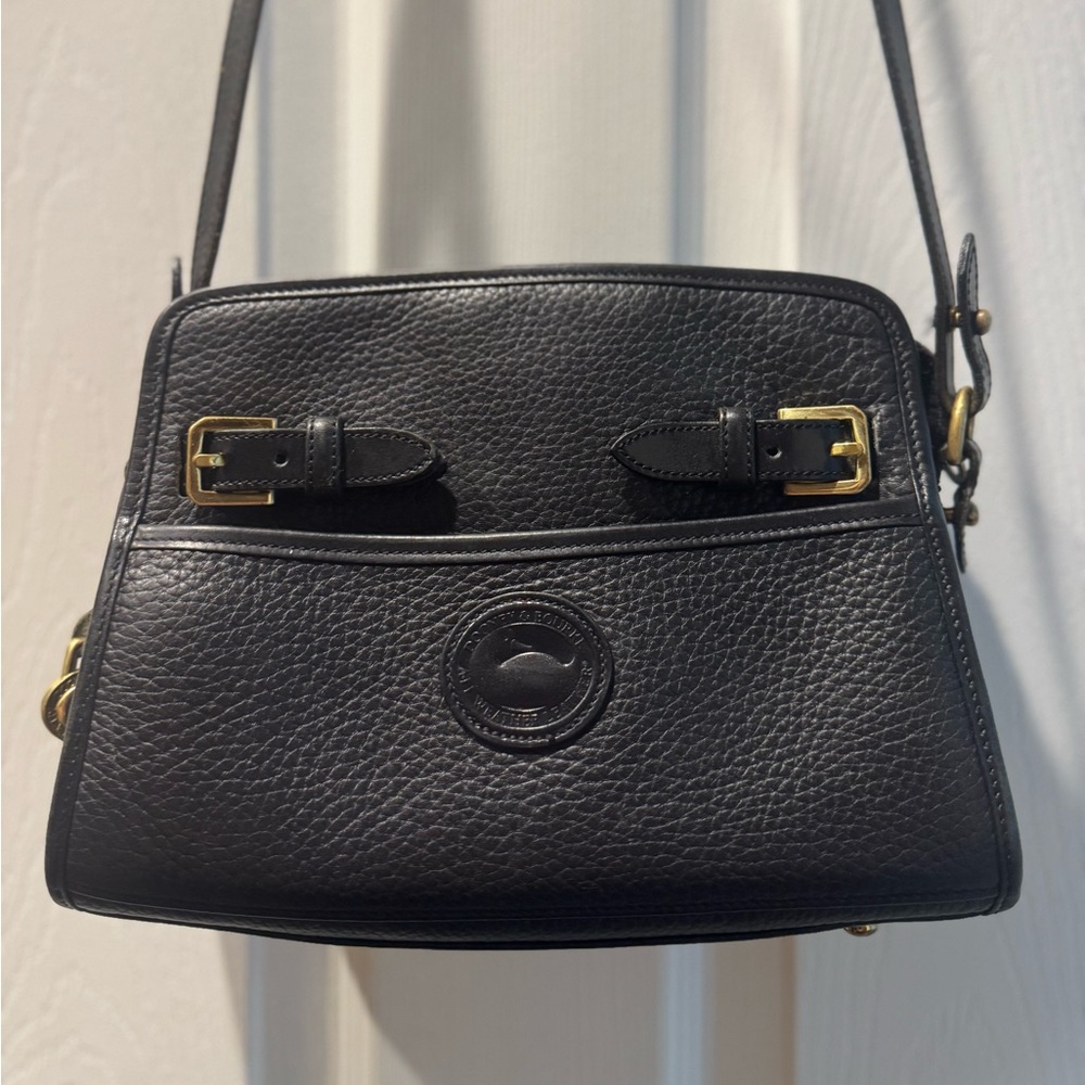 Vintage Dooney & Burke black leather satchel over the shoulder purse/bag